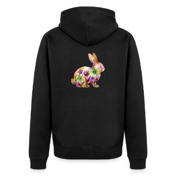 Hase Aquarell Ostern Bunt - Unisex Premium Bio Zip Hoodie - Schwarz - Hinten - Nico (187cm)