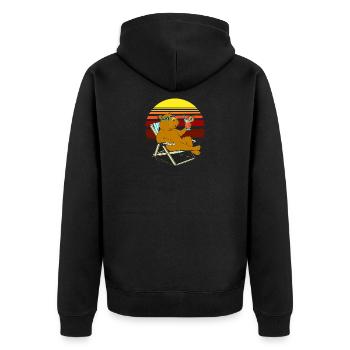 Capybara auf der Sonnenliege Retro-Sonnenurlaub - Unisex Premium Bio Zip Hoodie - Schwarz - Hinten - Nico (187cm)