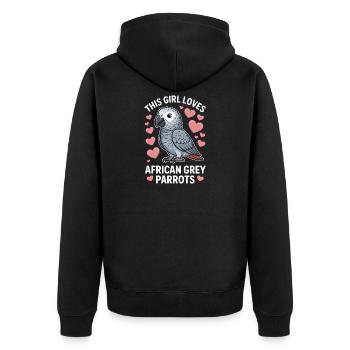 Graupapagei Sprüche Lustiges Graupapagei Geschenk  - Unisex Premium Bio Zip Hoodie - Schwarz - Hinten - Nico (187cm)