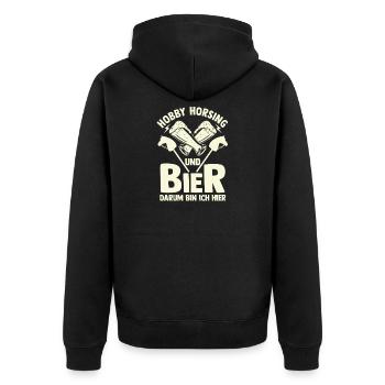 Bier Pferd Hobby Horsing - Unisex Premium Bio Zip Hoodie - Schwarz - Hinten - Nico (187cm)