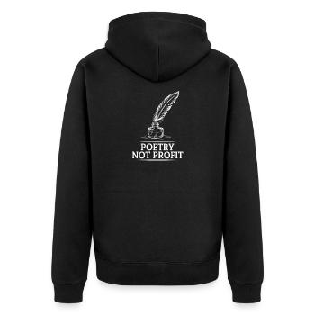 Poesie-Nicht-Profit-Feder - Unisex Premium Bio Zip Hoodie - Schwarz - Hinten - Nico (187cm)