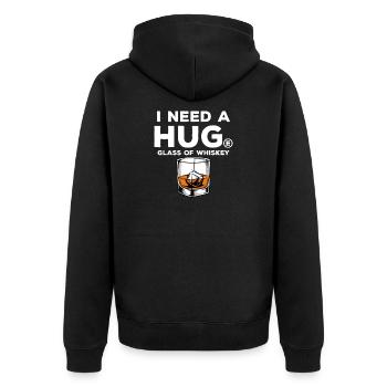Graphique « J’ai besoin d’un câlin avec un verre de whisky » - Veste à capuche bio Premium Unisexe - noir - Dos - Nico (187cm)