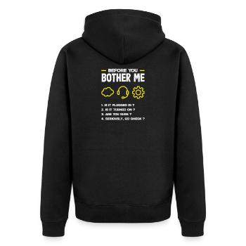 Avant que vous ne m’embêtiez, liste de support technique IT - Veste à capuche bio Premium Unisexe - noir - Dos - Nico (187cm)