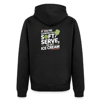 Pickleball Spieler Looking For Soft Serve Dinking - Unisex Premium Bio Zip Hoodie - Schwarz - Hinten - Nico (187cm)
