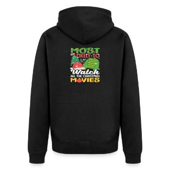 Wahrscheinlich Weihnachtsfilme Gucker Lustig - Unisex Premium Bio Zip Hoodie - Schwarz - Hinten - Nico (187cm)