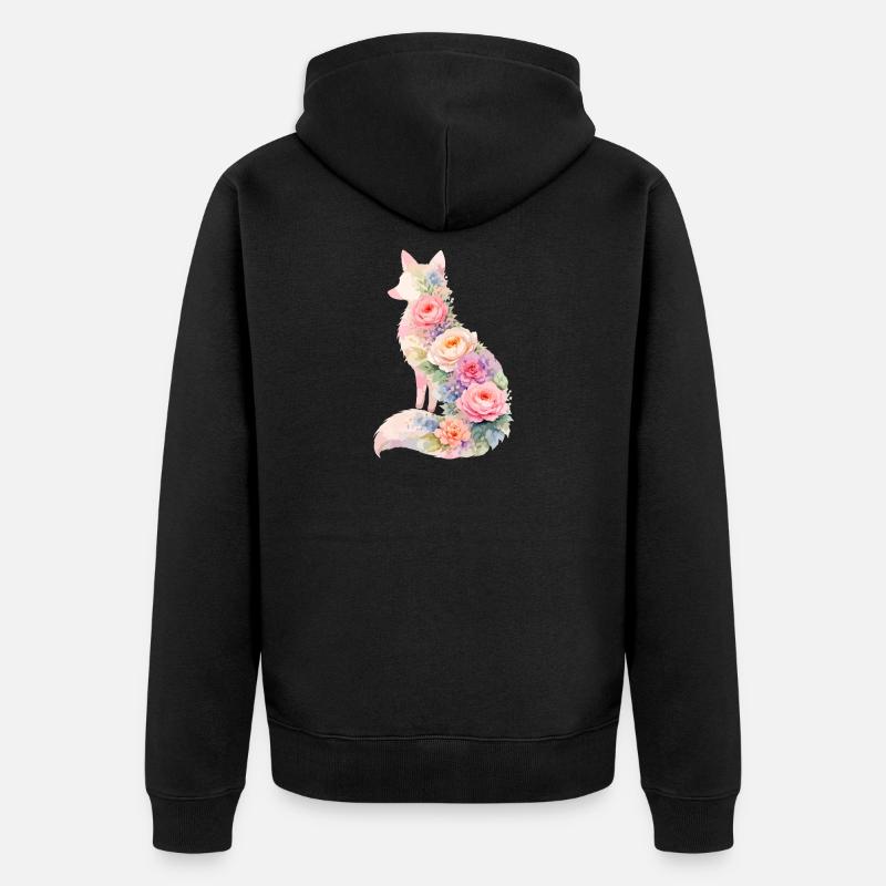 Silhouette florale pastel Fox - Veste à capuche bio Premium Unisexe - noir