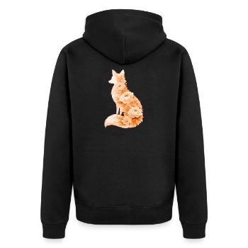 Fuchs Pastell Blumen Silhouette - Unisex Premium Bio Zip Hoodie - Schwarz - Hinten - Nico (187cm)