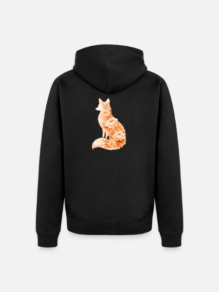 Silena floreale pastello di volpe - Felpa con cappuccio ecologica premium unisex - nero