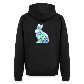Hase Aquarell Blumen Ostern - Unisex Premium Bio Zip Hoodie - Schwarz - Hinten - Nico (187cm)