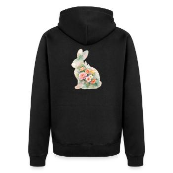 Hase Aquarell Blumen Ostern - Unisex Premium Bio Zip Hoodie - Schwarz - Hinten - Nico (187cm)
