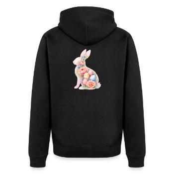 Hase Ostern Aquarell - Unisex Premium Bio Zip Hoodie - Schwarz - Hinten - Nico (187cm)