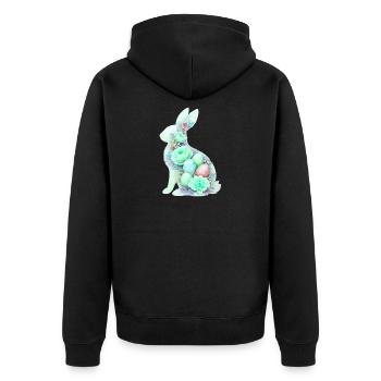 Hase Ostern Aquarell - Unisex Premium Bio Zip Hoodie - Schwarz - Hinten - Nico (187cm)