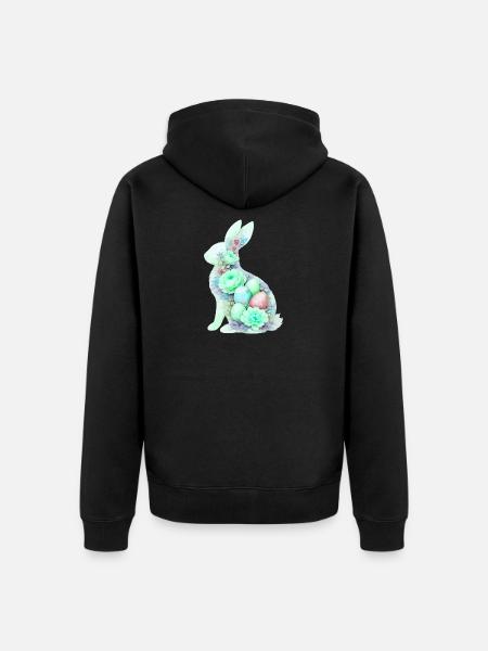 Hase Ostern Aquarell - Unisex Premium Bio Zip Hoodie - Schwarz