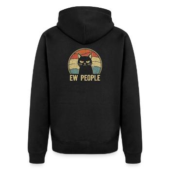Beurk, les gens, amoureux des chats, humour félin, antisocial. - Veste à capuche bio Premium Unisexe - noir - Dos - Nico (187cm)