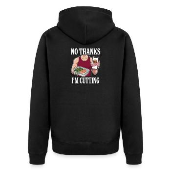 Schnittsaison Bei Reduziertem Kaloriendefizit - Unisex Premium Bio Zip Hoodie - Schwarz - Hinten - Nico (187cm)