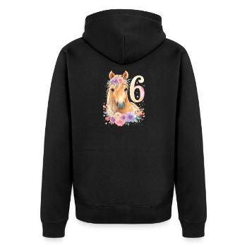 Anniversaire 6 Fille cheval 6 ans - Veste à capuche bio Premium Unisexe - noir - Dos - Nico (187cm)