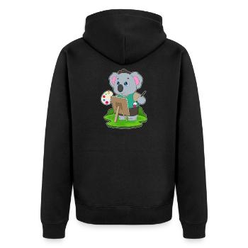 Koala Maler Pinsel Malen - Unisex Premium Bio Zip Hoodie - Schwarz - Hinten - Nico (187cm)
