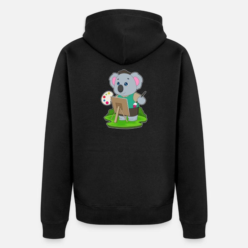 Koala Maler Pinsel Malen - Unisex Premium Bio Zip Hoodie - Schwarz