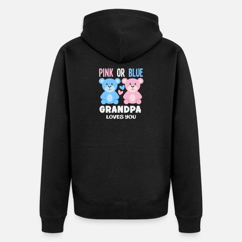 Pink Oder Blau Opa Liebt Dich - Unisex Premium Bio Zip Hoodie - Schwarz