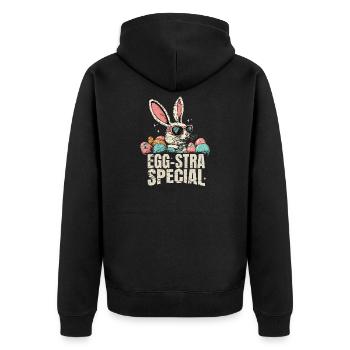 Eggsta Special Retro Bunny Easter - Unisex Premium Organic Zip Hoodie - black - Back - Nico (187cm)