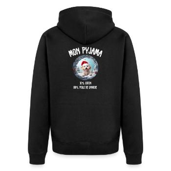 Pyjama Chien Caniche Humour Noel - Veste à capuche bio Premium Unisexe - noir - Dos - Nico (187cm)
