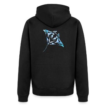MantaRayBlue - Unisex Premium Organic Zip Hoodie - black - Back - Nico (187cm)