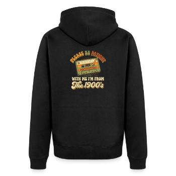 Geduld mit mir 1900er Kassette - Unisex Premium Bio Zip Hoodie - Schwarz - Hinten - Nico (187cm)