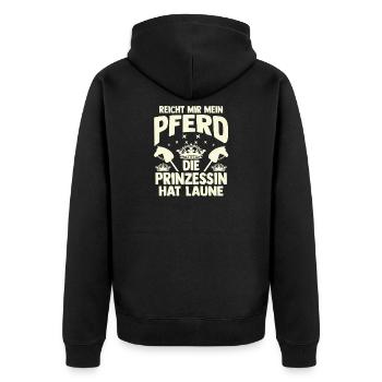 Steckenpferd Hobbyhorse Hobby Horsing - Unisex Premium Bio Zip Hoodie - Schwarz - Hinten - Nico (187cm)