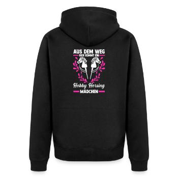 Steckenpferd Hobbyhorse Hobby Horsing - Unisex Premium Bio Zip Hoodie - Schwarz - Hinten - Nico (187cm)
