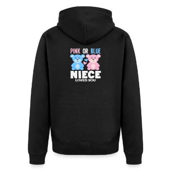 Pink Or Blue Niece Loves You - Unisex Premium Organic Zip Hoodie - black - Back - Nico (187cm)