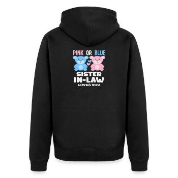 Pink Oder Blau Stiefschwester Liebt Dich - Unisex Premium Bio Zip Hoodie - Schwarz - Hinten - Nico (187cm)