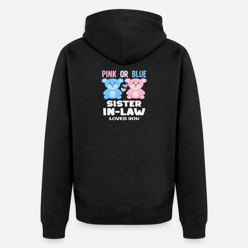 Pink Oder Blau Stiefschwester Liebt Dich - Unisex Premium Bio Zip Hoodie - Schwarz