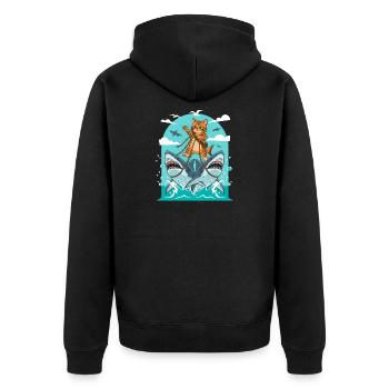Kittens on shark adventures - Unisex Premium Organic Zip Hoodie - black - Back - Nico (187cm)