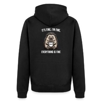 Its Fine Im Fine Coffee Hedgehog Humor - Unisex Premium Organic Zip Hoodie - black - Back - Nico (187cm)