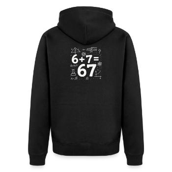 Six Seven 67 Meme 6+7=67 Italian Brainrot Humor - Unisex Premium Organic Zip Hoodie - black - Back - Nico (187cm)