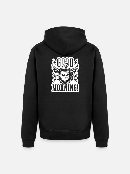 Good Morning Kaffeetasse Blitz Weiß - Unisex Premium Bio Zip Hoodie - Schwarz