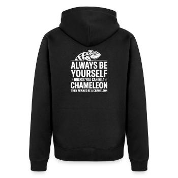 Chameleon Sayings Funny Chameleons Gift - Unisex Premium Organic Zip Hoodie - black - Back - Nico (187cm)