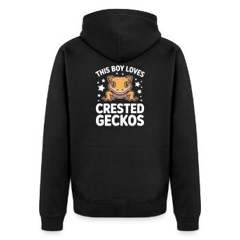 Crowned Gecko Sayings Funny Crowned Gecko Gift - Unisex Premium Organic Zip Hoodie - black - Back - Nico (187cm)