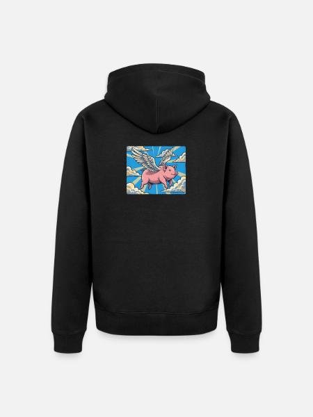 Pig flight in the cloud beam - Unisex Premium Organic Zip Hoodie - black