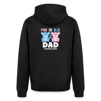 Pink Oder Blau Papa Liebt Dich - Unisex Premium Bio Zip Hoodie - Schwarz - Hinten - Nico (187cm)