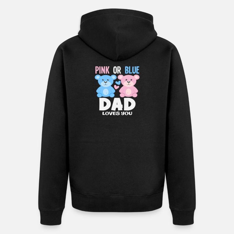 Pink Oder Blau Papa Liebt Dich - Unisex Premium Bio Zip Hoodie - Schwarz