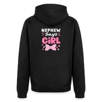 Neveu dit que la fille a révélé le sexe - Veste à capuche bio Premium Unisexe - noir - Dos - Nico (187cm)