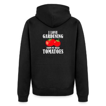 I Love Gardening Head Tomatoes  - Unisex Premium Organic Zip Hoodie - black - Back - Nico (187cm)