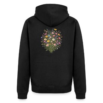 Vintage Blumen-Frauen-Wildblumen-Gartengarten - Unisex Premium Bio Zip Hoodie - Schwarz - Hinten - Nico (187cm)
