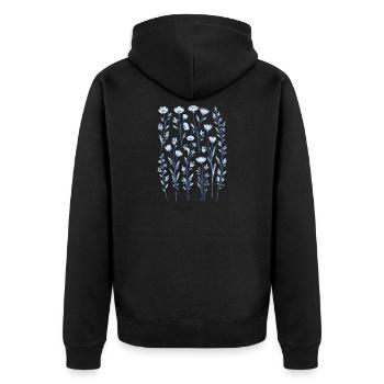 Vintage Blumen-Frauen-Wildblumen-Gartengarten - Unisex Premium Bio Zip Hoodie - Schwarz - Hinten - Nico (187cm)
