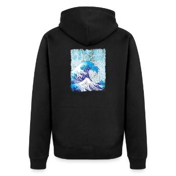 Japan big wave off Kanagawa Vintage Japanese - Unisex Premium Organic Zip Hoodie - black - Back - Nico (187cm)
