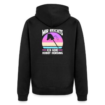 Steckenpferd Hobbyhorse Hobby Horsing - Unisex Premium Bio Zip Hoodie - Schwarz - Hinten - Nico (187cm)