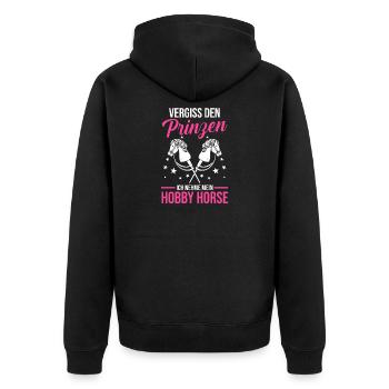 Steckenpferd Hobbyhorse Hobby Horsing - Unisex Premium Bio Zip Hoodie - Schwarz - Hinten - Nico (187cm)
