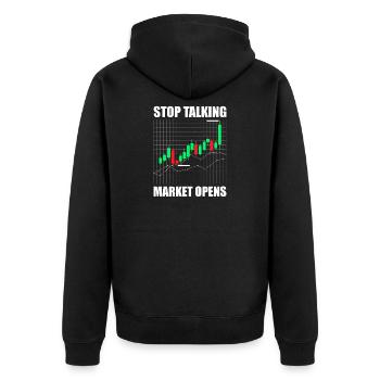 Arrêtez de parler, le marché ouvre Marché boursier Trader - Veste à capuche bio Premium Unisexe - noir - Dos - Nico (187cm)