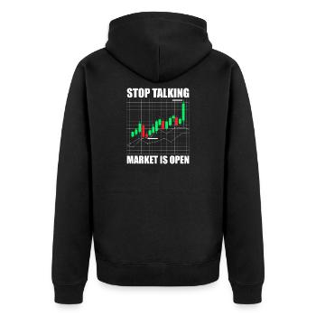 Stop talking Aktienmarkt Börse Trader - Unisex Premium Bio Zip Hoodie - Schwarz - Hinten - Nico (187cm)